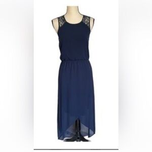 Limited Navy Blue/Lace High Low Dress